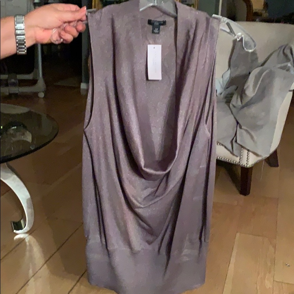 Ann Taylor Grey- Metalic Blouse NWT
